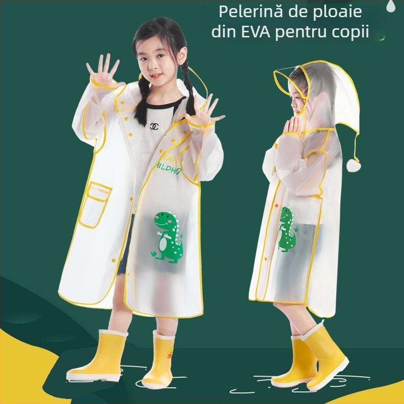 Pelerină de ploaie pentru copii, design desen animat, material EVA, impermeabilă, poncho pentru drumeții, pentru un copil, ambalată în pungă, brand AI Yuli