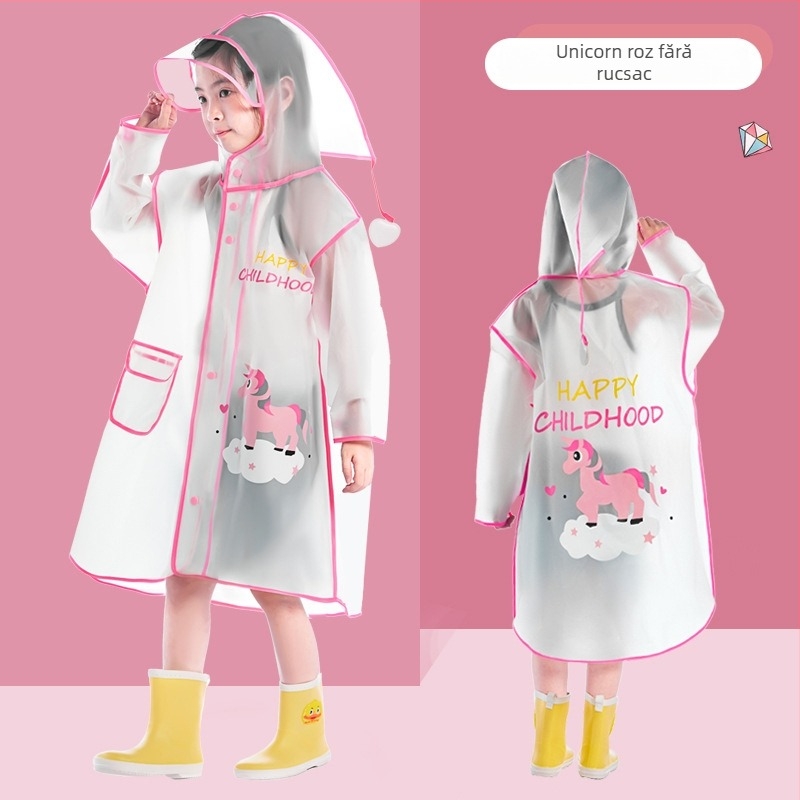 Pelerină de ploaie pentru copii, design desen animat, material EVA, impermeabilă, poncho pentru drumeții, pentru un copil, ambalată în pungă, brand AI Yuli