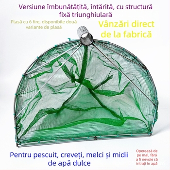 Plasă de pescuit pentru pești, creveți și melci – plasă cu noduri din 6 fire, sarcină 20, adâncime 80 cm