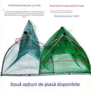 Plasă de pescuit pentru pești, creveți și melci – plasă cu noduri din 6 fire, sarcină 20, adâncime 80 cm