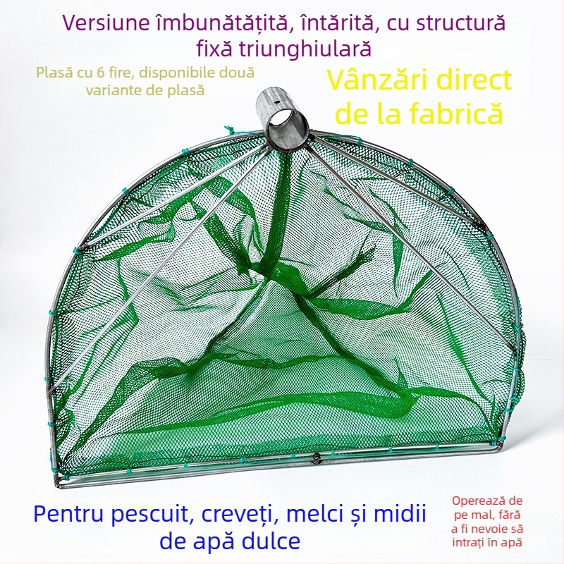 Plasă de pescuit pentru pești, creveți și melci – plasă cu noduri din 6 fire, sarcină 20, adâncime 80 cm