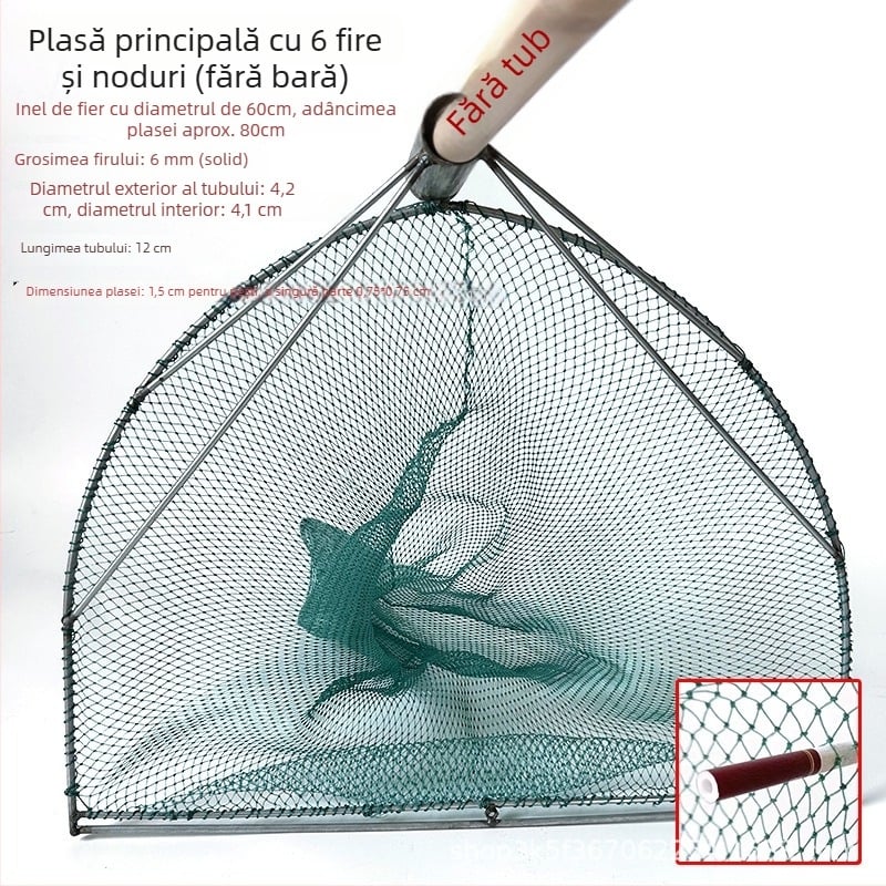 Plasă de pescuit pentru pești, creveți și melci – plasă cu noduri din 6 fire, sarcină 20, adâncime 80 cm
