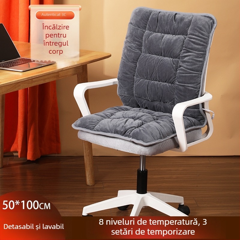 Perne încălzite pentru șezut cu spătar, alimentare USB, universală, unisex, husă din piele naturală