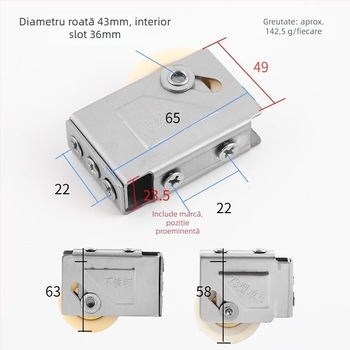 Rola pentru uși glisante din oțel inoxidabil, pentru șina de geam, model Wjbxghl, stil modern minimalist
