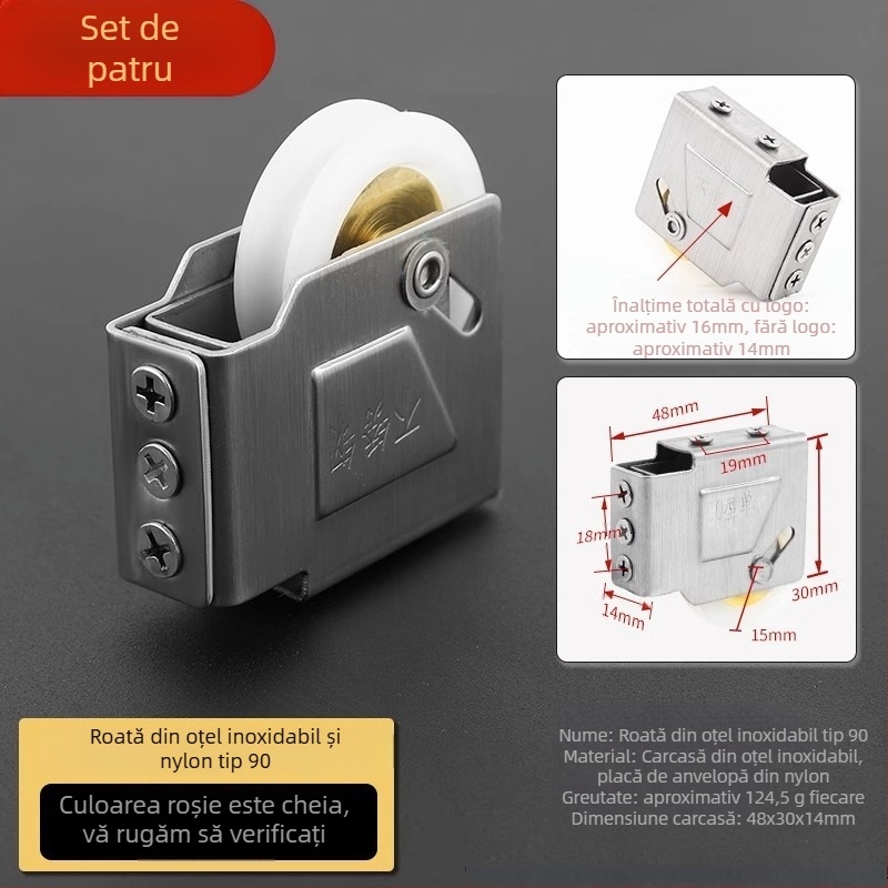 Rola pentru uși glisante din oțel inoxidabil, pentru șina de geam, model Wjbxghl, stil modern minimalist