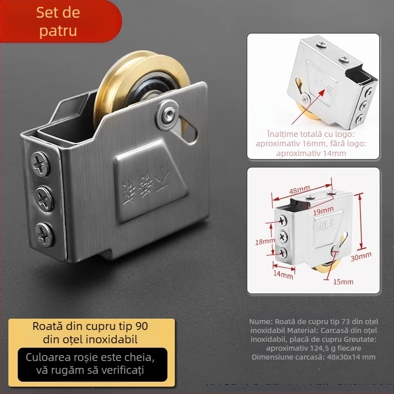 Rola pentru uși glisante din oțel inoxidabil, pentru șina de geam, model Wjbxghl, stil modern minimalist