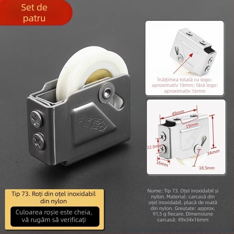 Rola pentru uși glisante din oțel inoxidabil, pentru șina de geam, model Wjbxghl, stil modern minimalist