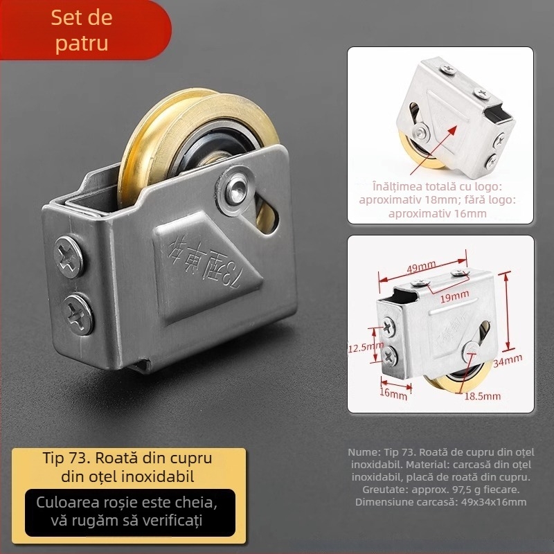 Rola pentru uși glisante din oțel inoxidabil, pentru șina de geam, model Wjbxghl, stil modern minimalist