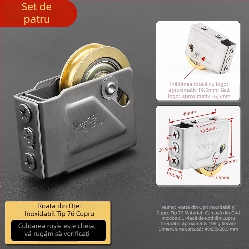 Rola pentru uși glisante din oțel inoxidabil, pentru șina de geam, model Wjbxghl, stil modern minimalist