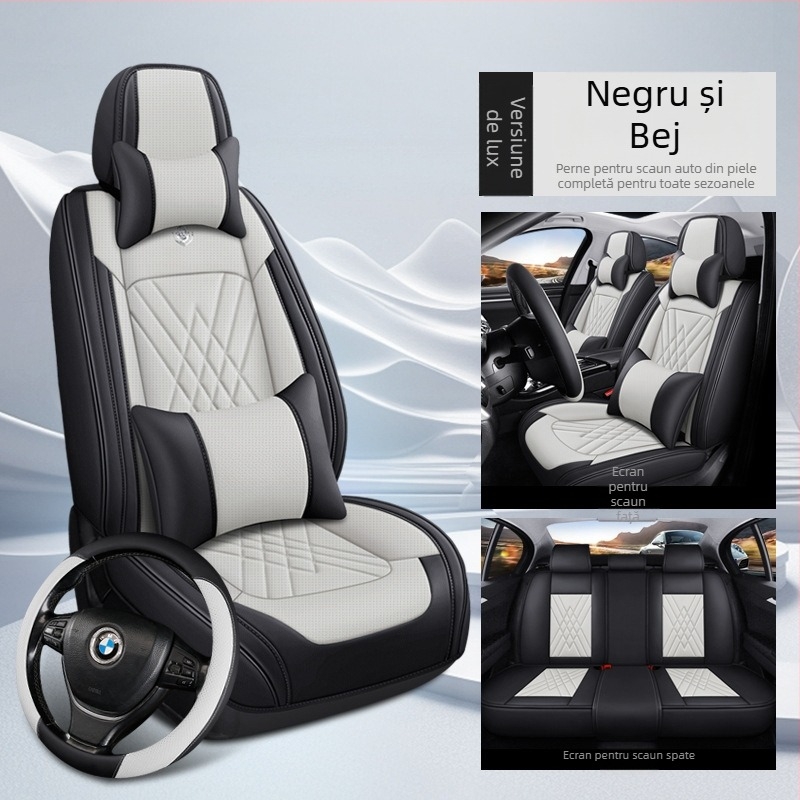 Huse pentru scaune auto – set complet, pentru cinci locuri, universal pentru toate sezoanele, material din fibre, umplutură din bumbac