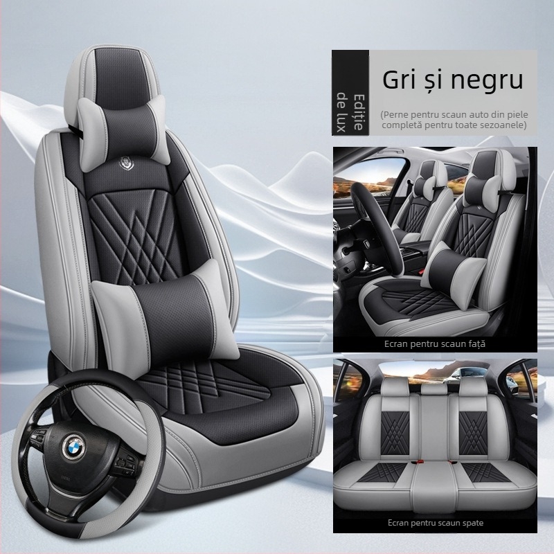 Huse pentru scaune auto – set complet, pentru cinci locuri, universal pentru toate sezoanele, material din fibre, umplutură din bumbac