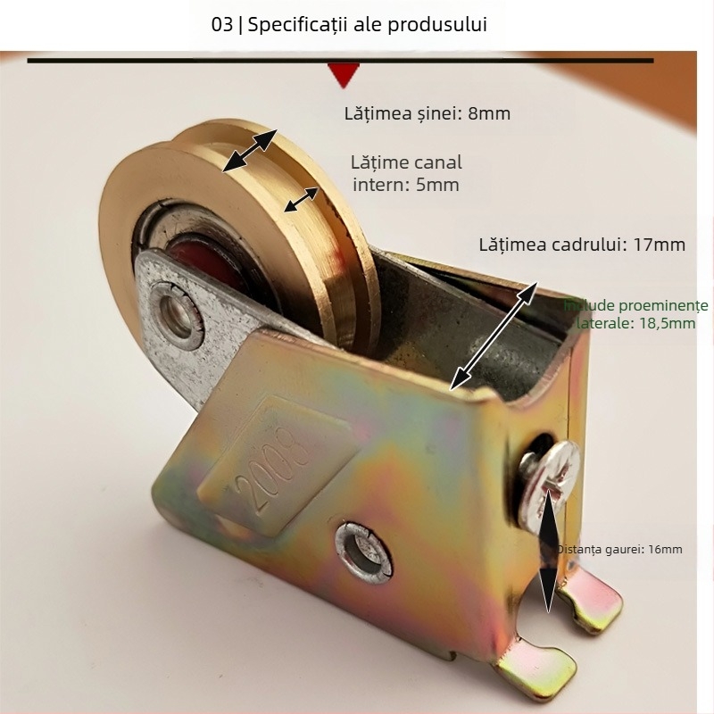 Rulment rola pentru uși și ferestre glisante, cu disc din cupru din aliaj de aluminiu