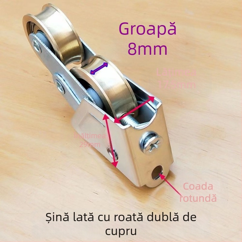 Rulment rola pentru uși și ferestre glisante, cu disc din cupru din aliaj de aluminiu