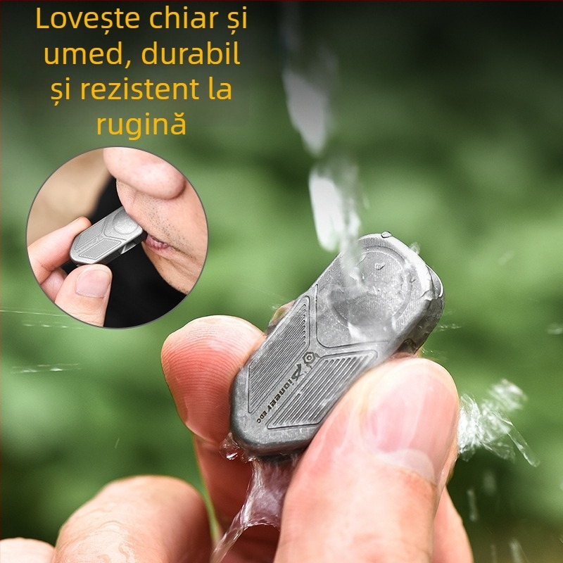 Fluier de supraviețuire din aliaj de titan, cu gaură dublă, dimensiuni 3.6×1.5