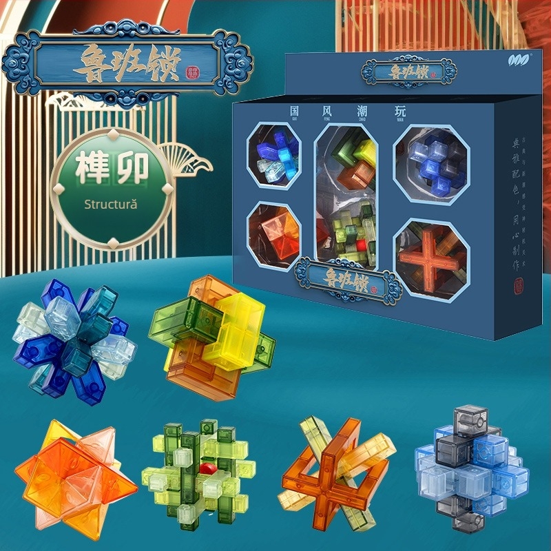Kong Ming Lock / Luban Lock – blocuri puzzle din plastic pentru deblocare, pentru copii 4–6 ani, Shantou, Guangdong