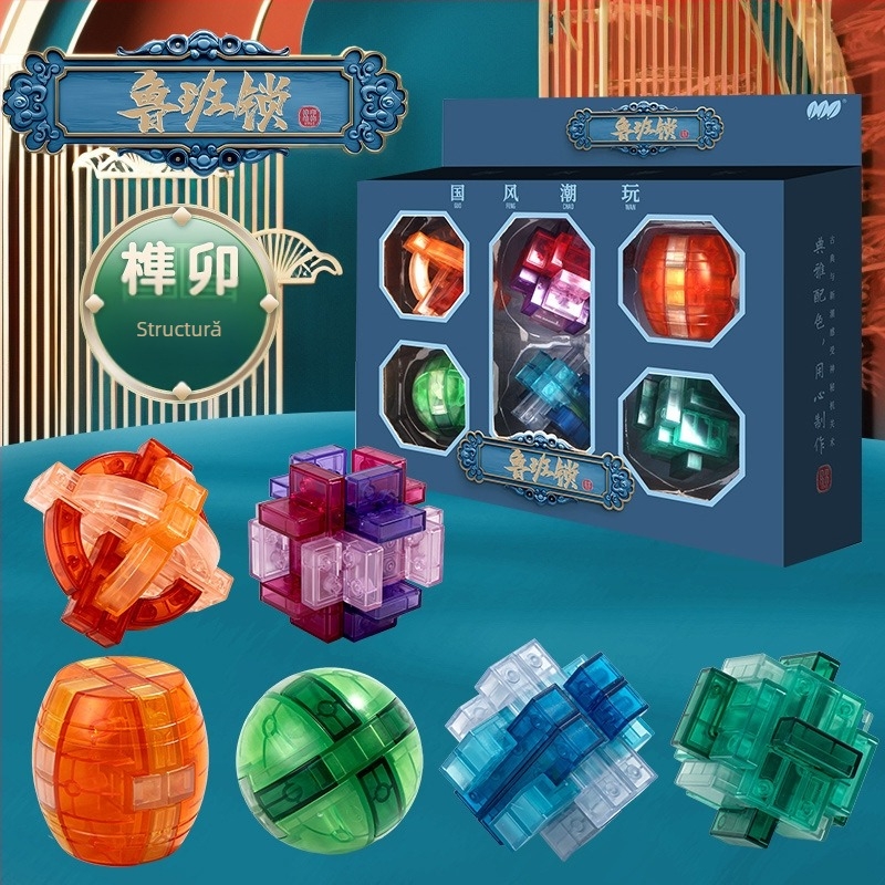 Kong Ming Lock / Luban Lock – blocuri puzzle din plastic pentru deblocare, pentru copii 4–6 ani, Shantou, Guangdong