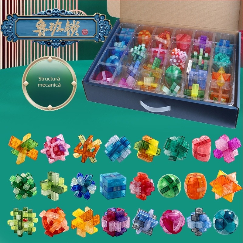 Kong Ming Lock / Luban Lock – blocuri puzzle din plastic pentru deblocare, pentru copii 4–6 ani, Shantou, Guangdong