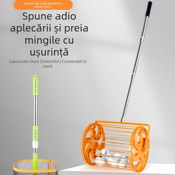 Meishulong colector automat de mingi pentru tenis de masă, cu mecanism retractabil, coș mobil rotativ pentru colectare și depozitare pentru antrenament