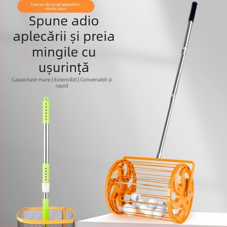 Meishulong colector automat de mingi pentru tenis de masă, cu mecanism retractabil, coș mobil rotativ pentru colectare și depozitare pentru antrenament