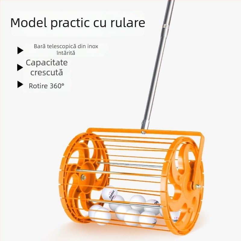 Meishulong colector automat de mingi pentru tenis de masă, cu mecanism retractabil, coș mobil rotativ pentru colectare și depozitare pentru antrenament