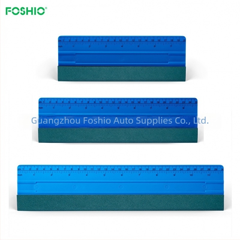 FOSHIO Racletă pentru folie auto și tapet – Material TPEE, mâner lung cu scară de măsurare