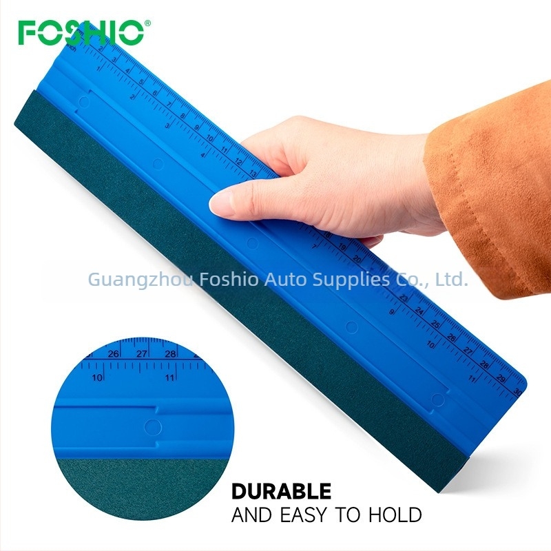 FOSHIO Racletă pentru folie auto și tapet – Material TPEE, mâner lung cu scară de măsurare