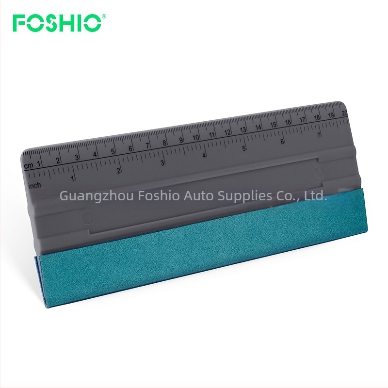 FOSHIO Racletă pentru folie auto și tapet – Material TPEE, mâner lung cu scară de măsurare