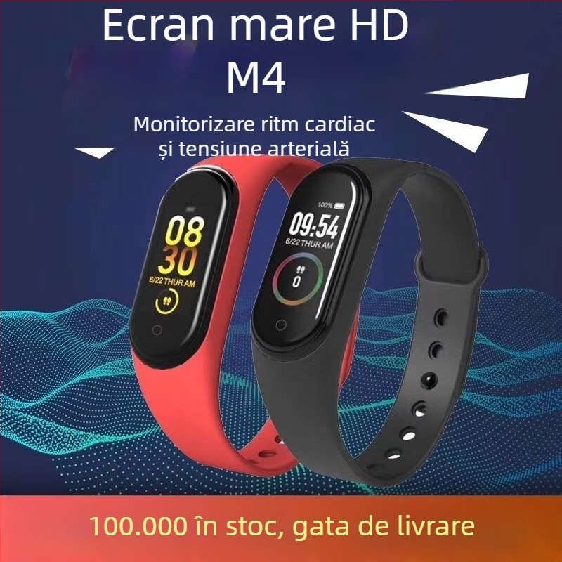Brățară inteligentă M4 – compatibilă Android, autonomie baterie 7-14 zile, curea TPU, memorie 32MB, notificări inteligente