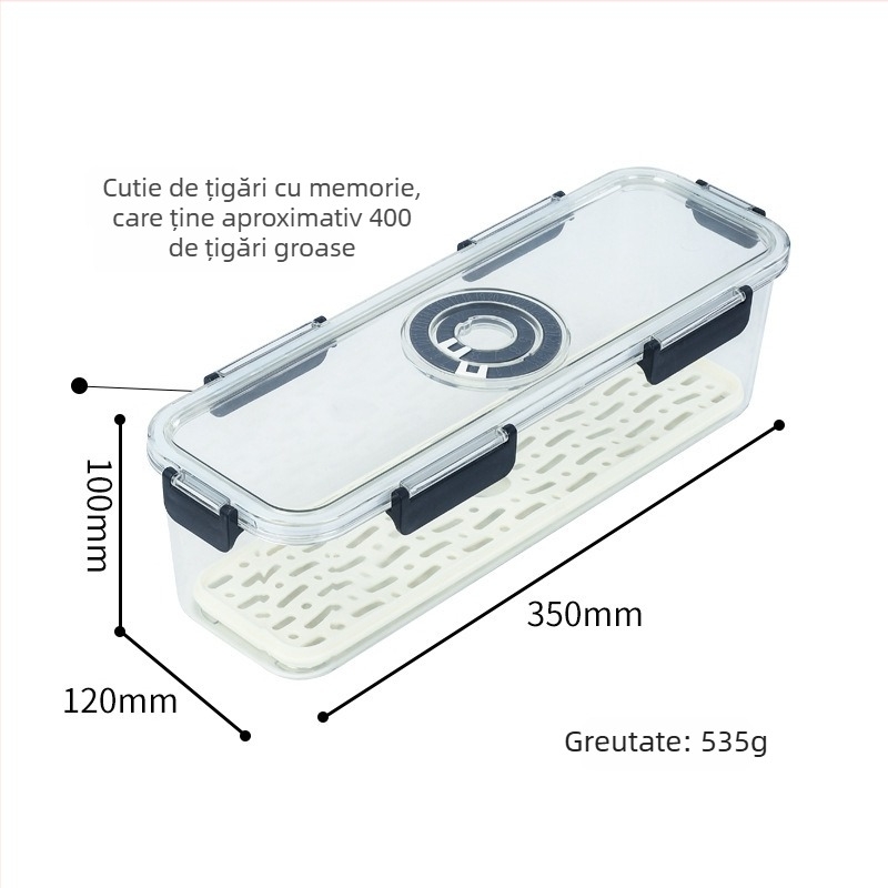 Cutie de țigarete din plastic, sigilată, capacitate mare (300 țigarete), reutilizabilă, imprimare logo disponibil, personalizare