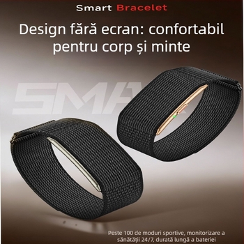 SY07 Bratara Inteligentă fără ecran – monitorizare ritm cardiac, oxigen din sânge, monitorizare somn, numărătoare pași; autonomie baterie până la 7 zile, Bluetooth, încărcare magnetică; curea tricotată, carcasă din fibră de carbon; rezistentă la înot