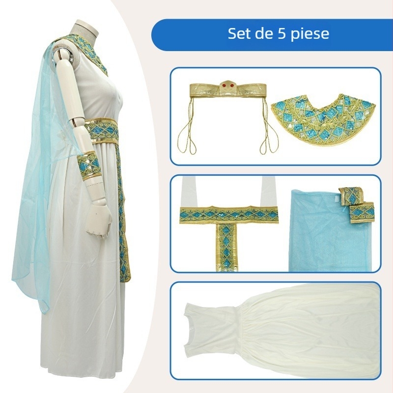 Costum cosplay Cleopatra pentru spectacole pe scenă, femei, poliester; material principal 80–90% poliester, material secundar 70–80% poliester, Primăvara 2025