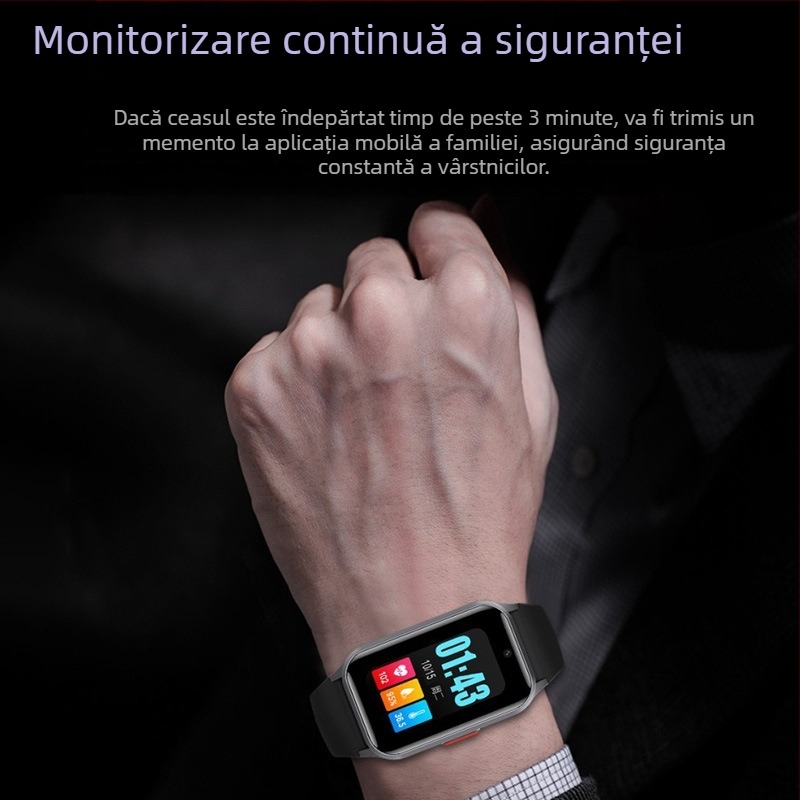 Ceas inteligent cu poziționare GPS, monitorizare tensiune arterială și ritm cardiac, ecran TFT rezistent la apă, încărcare USB, rază de peste 10 m