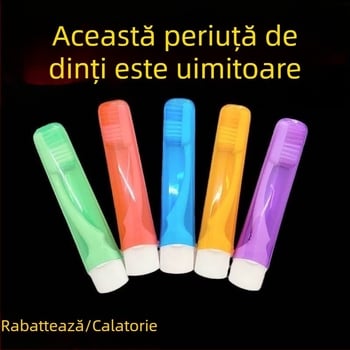 Periuță de dinți pliabilă cu peri moi – Periuță de dinți portabilă din plastic, reutilizabilă