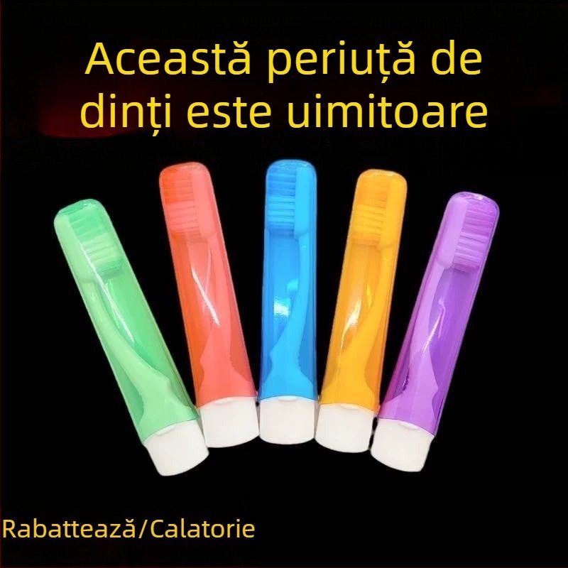 Periuță de dinți pliabilă cu peri moi – Periuță de dinți portabilă din plastic, reutilizabilă