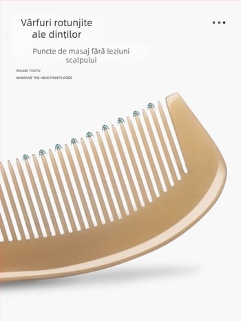Mu Yi Ke Pieptene din corn de bivol pentru bărbați și femei - anti-static, masaj al scalpului prin meridiane, lungime 15–20 cm