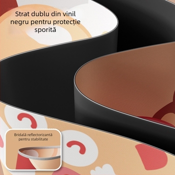 Mu Meng Umbrelă pentru copii – pentru școală, dublu strat, pentru soare și ploaie, 6 brațe din aluminiu, ramă și mâner din aluminiu, tijă EVA, stil desen animat, mâner lung