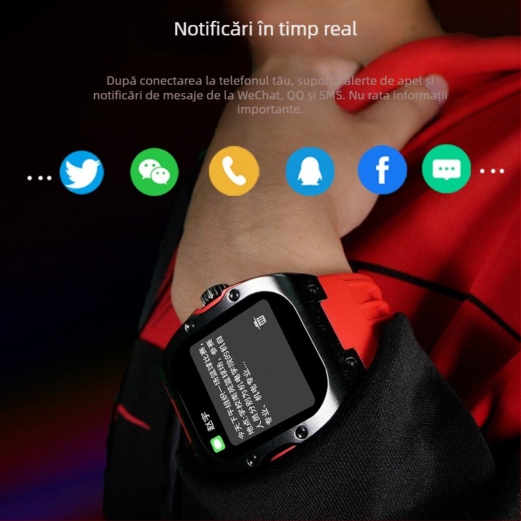 AK69 Smartwatch pentru sport în aer liber - Ecran AMOLED de 1,95 inch, monitorizare ritm cardiac și saturație de oxigen, apeluri Bluetooth, baterie 7–14 zile