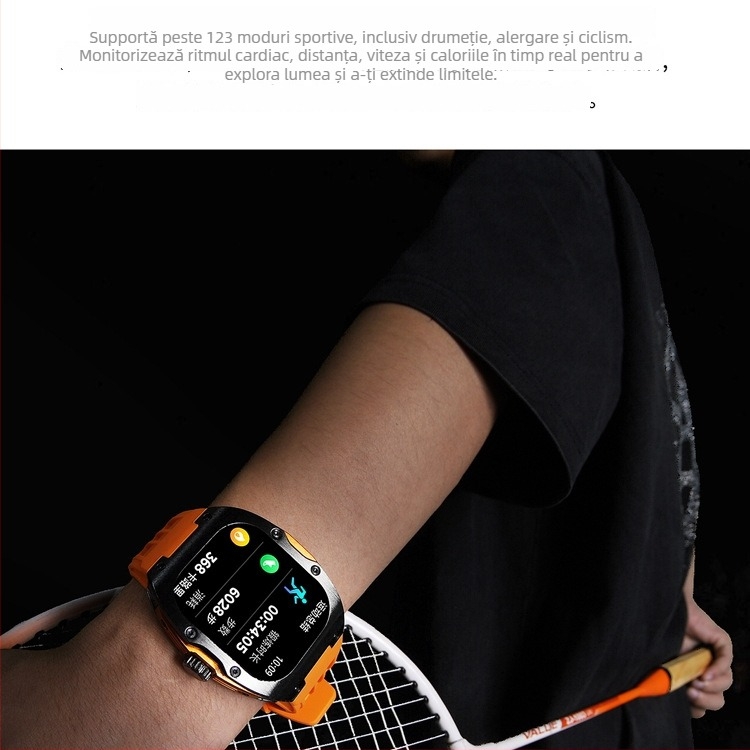 AK69 Smartwatch pentru sport în aer liber - Ecran AMOLED de 1,95 inch, monitorizare ritm cardiac și saturație de oxigen, apeluri Bluetooth, baterie 7–14 zile