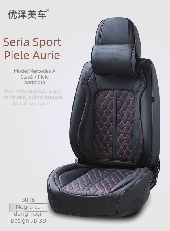 Perne pentru scaun auto din piele perforată respirabilă, suprafață ultrafilm, umplutură din bumbac, pentru toate sezoanele, stil cusut — afaceri