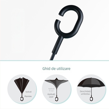 Bear Brother Umbrelă pentru copii, siguranță, design invers cu două straturi, 8 nervuri din fibră, țesătură 190T PG cu efect lotus, deschidere/închidere manuală, logo personalizabil