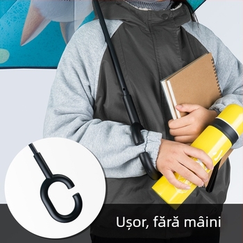 Bear Brother Umbrelă pentru copii, siguranță, design invers cu două straturi, 8 nervuri din fibră, țesătură 190T PG cu efect lotus, deschidere/închidere manuală, logo personalizabil