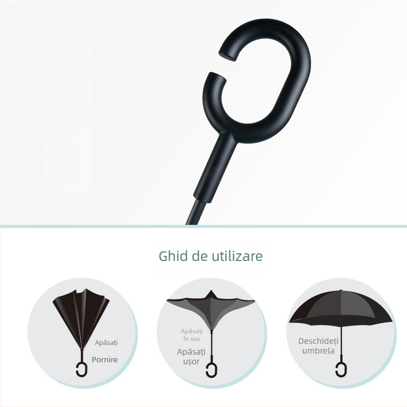 Bear Brother Umbrelă pentru copii, siguranță, design invers cu două straturi, 8 nervuri din fibră, țesătură 190T PG cu efect lotus, deschidere/închidere manuală, logo personalizabil