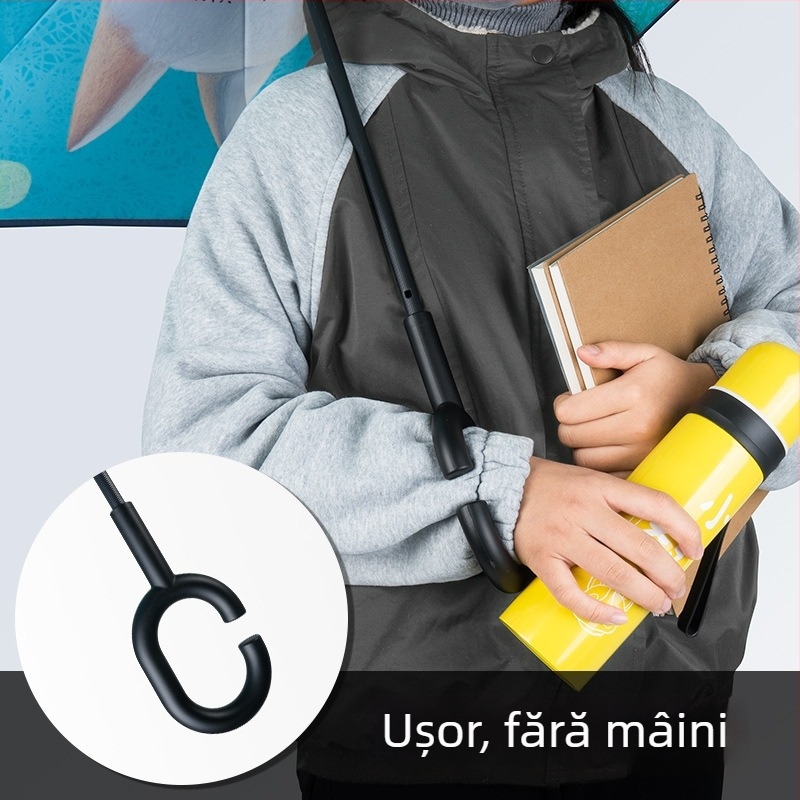 Bear Brother Umbrelă pentru copii, siguranță, design invers cu două straturi, 8 nervuri din fibră, țesătură 190T PG cu efect lotus, deschidere/închidere manuală, logo personalizabil