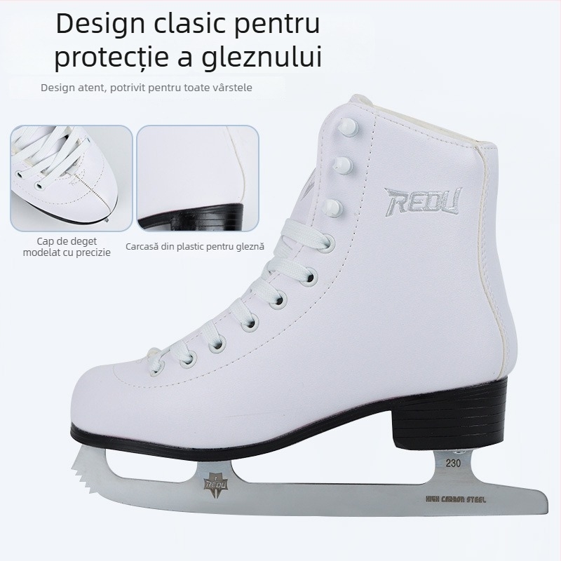 Cool Show Patine pentru copii – partea superioară PU rezistentă la frig, lame din oțel de carbon