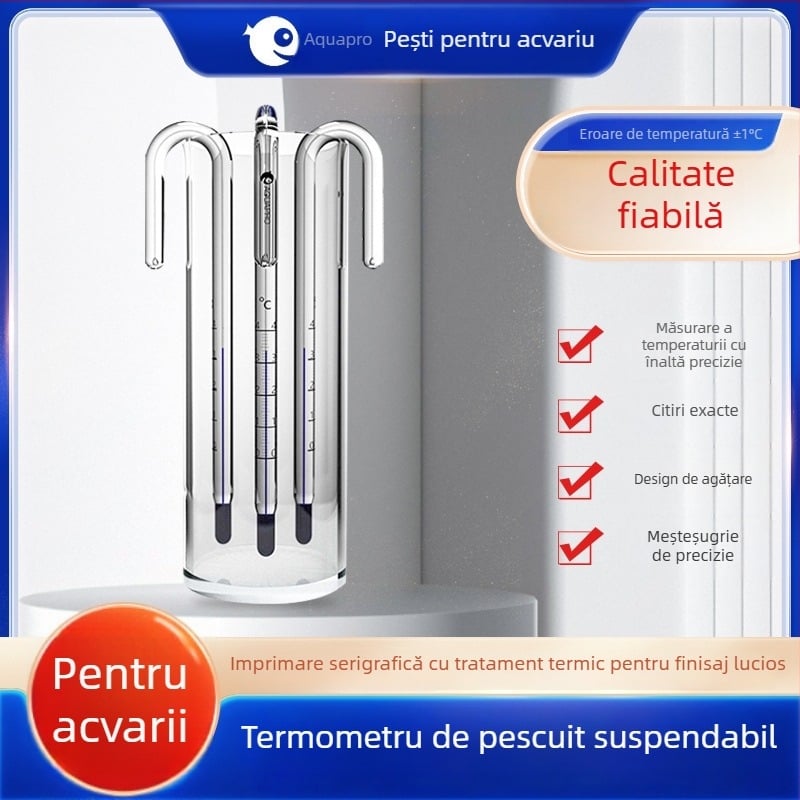 Termometru pentru acvariu - sticlă, măsoară temperatura apei, pentru acvarii, precizie înaltă