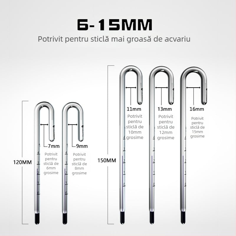 Termometru pentru acvariu - sticlă, măsoară temperatura apei, pentru acvarii, precizie înaltă