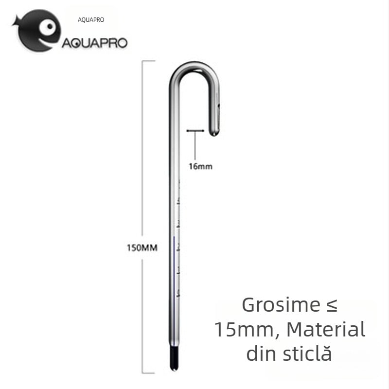Termometru pentru acvariu - sticlă, măsoară temperatura apei, pentru acvarii, precizie înaltă