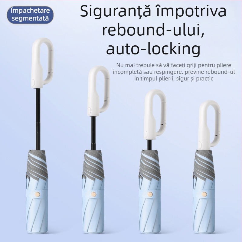 Umbrelă automată pentru copii, cu cadru și mâner din fibre, țesătură poliester, pentru elevi, cu 8 arce