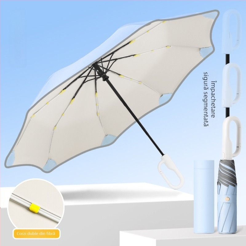 Umbrelă automată pentru copii, cu cadru și mâner din fibre, țesătură poliester, pentru elevi, cu 8 arce