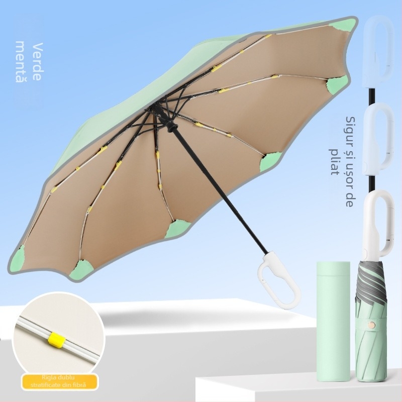 Umbrelă automată pentru copii, cu cadru și mâner din fibre, țesătură poliester, pentru elevi, cu 8 arce